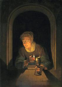 A Woman Playing a Clavichord - Gerrit Dou