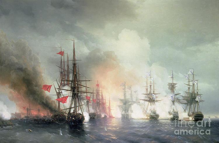 Russian-Turkish Sea Battle of Sinop on 18th November 1853, 1853 - Ivan Aivazovsky