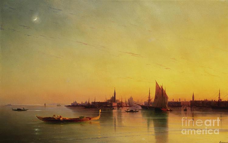 Venice from the Lagoon at Sunset - Iwan Konstantinowitsch Aiwasowski
