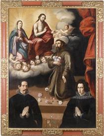The Madonna and Child appears to St. Francis of Assisi and two donors (collab. w/workshop) - Juan del Castillo