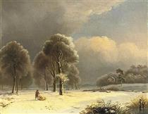 On a snow-covered path - Cornelis Kimmel