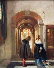 A romantic encounter in the corridor - Hubertus van Hove