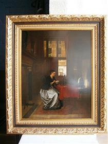 Lady in interior - Hubertus van Hove