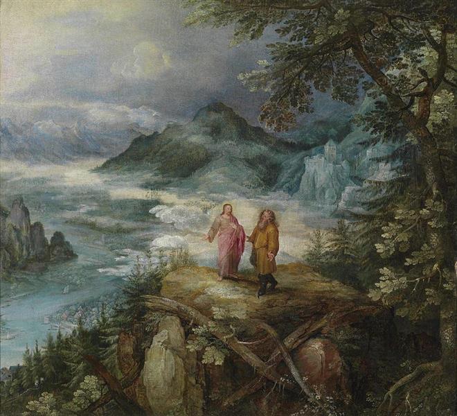 Mountain Landscape with the Temptation of Christ - Jan Brueghel, o Velho