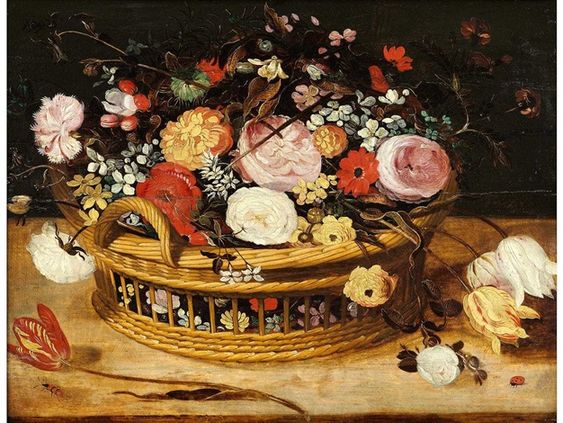 Flower basket with ladybug - Jan Brueghel, o Jovem