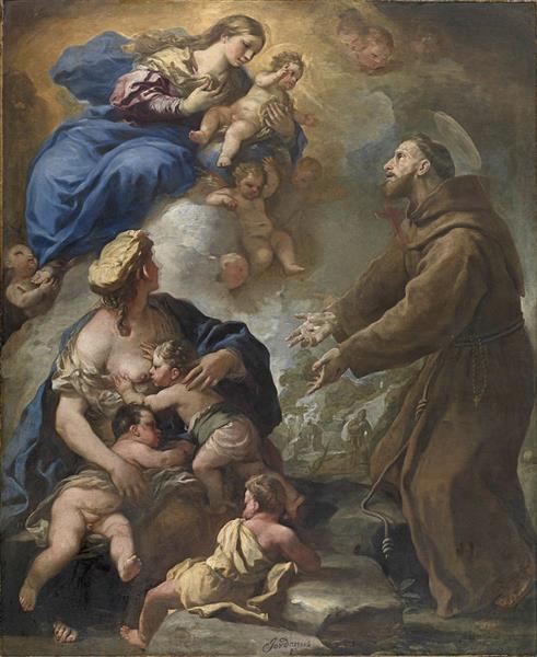 The Virgin and Child Appearing to Saint Francis of Assisi - Luca Giordano