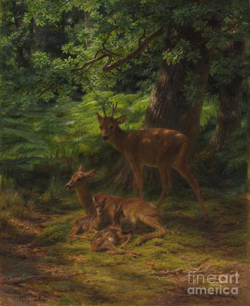 Biches et cerf au repos, 1867 - Rosa Bonheur