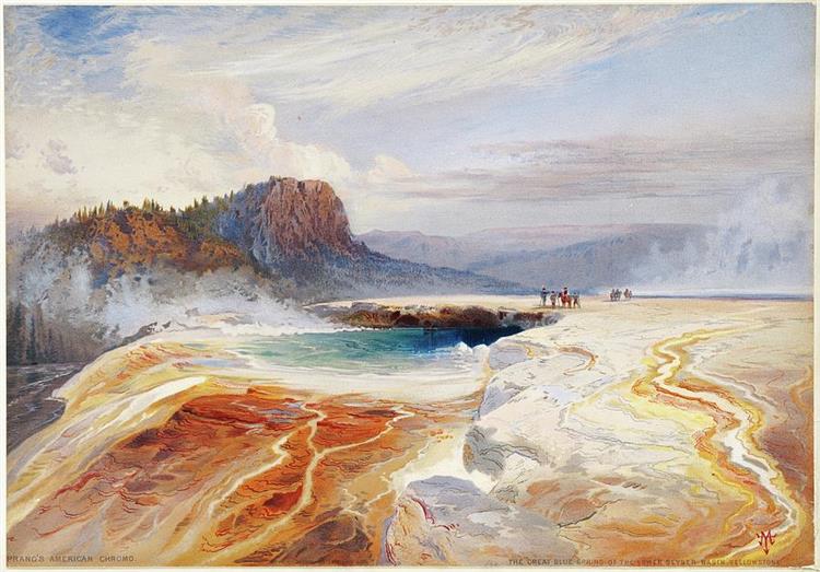 The Great Blue Spring of the Lower Geyser Basin Yellowstone - Thomas Moran