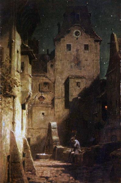 The night watchman has fallen asleep, c.1875 - Carl Spitzweg