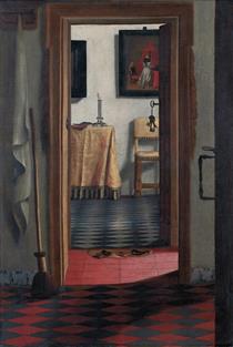 View of An Interior (also known as The Slippers) - Samuel van Hoogstraten