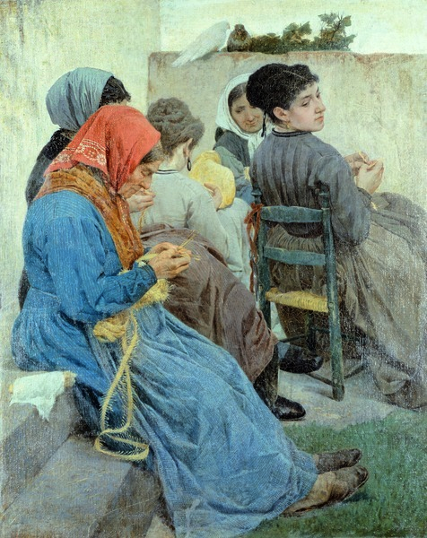 The braiders, 1867 - Egisto Ferroni