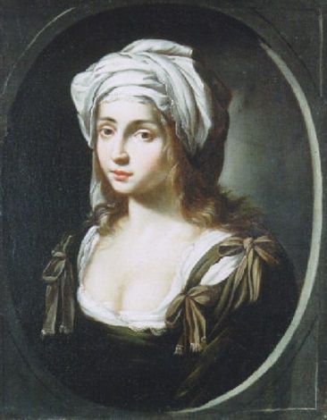 A young woman in a brown dress and white headdress - Ginevra Cantofoli