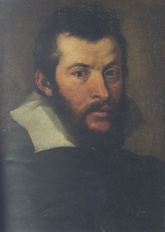 Portrait of a bearded man wearing black with a white collar - Ludovico Carracci
