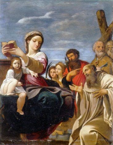 The Madonna and Child with Saints Catherine of Alexandria, (Agnes?), Romauld, Paul, Peter and Andrew - Ludovico Carracci