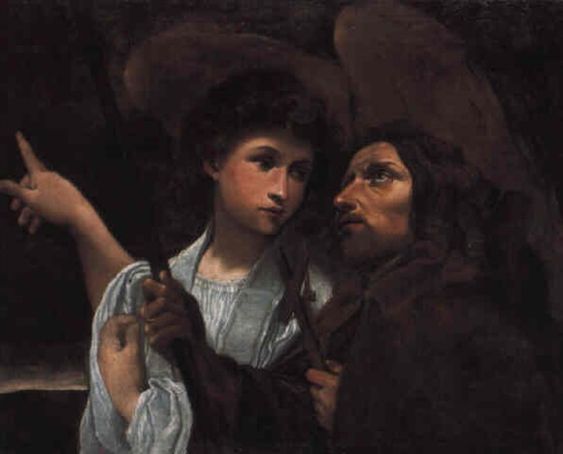 A pilgrim saint and an angel - Ludovico Carracci