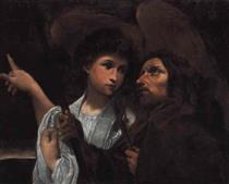 A pilgrim saint and an angel - Ludovico Carracci