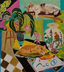 Cat Days Diptych   Right Panel 160 X140 2017 - Susanne Kamps