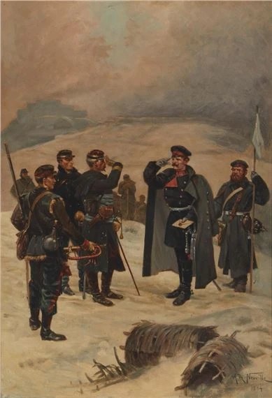 Military figures saluting - Alphonse-Marie-Adolphe de Neuville