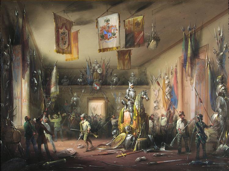 The Armory of the Ubaldo family; raided by revolutionaries - Carlo Bossoli