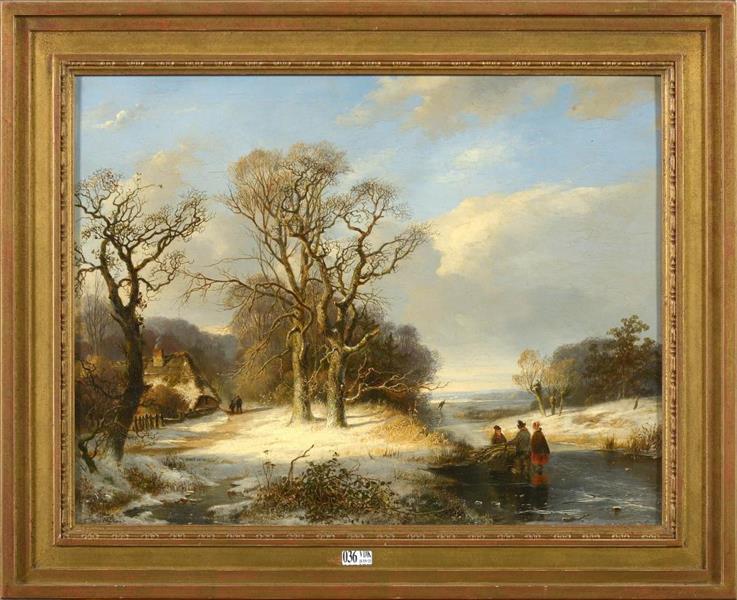 Paysage d'hiver animé - Frans Arnold Breuhaus de Groot