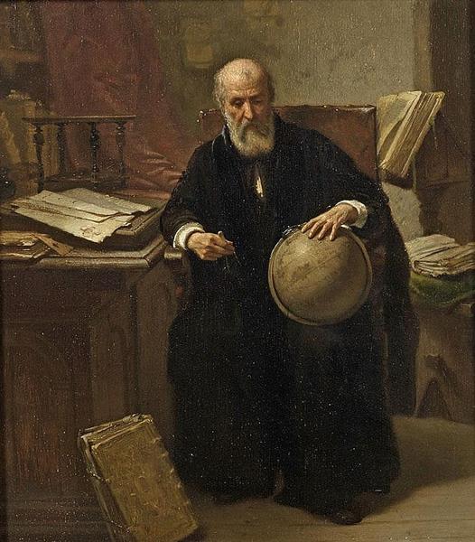 Bildnis eines weisen Gelehrten mit Globus - Hendrik Jacobus Scholten