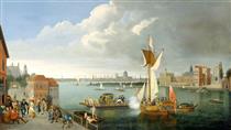 The Thames at Horseferry, with Lambeth Palace and a Distant View of the City, London - Jan Griffier I