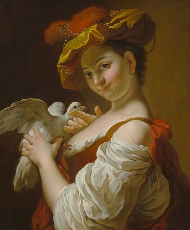 Girl with a Dove - Jean-Baptiste Charpentier the Elder