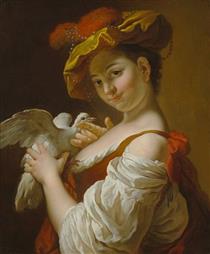 Girl with a Dove - Jean-Baptiste Charpentier the Elder