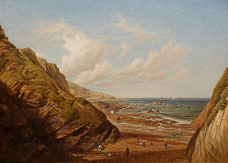 Figures on a rocky shore - John Brett