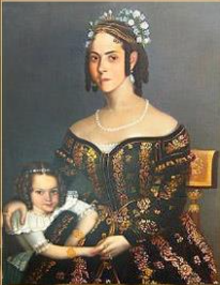 Juana Toribia Lucar y Crespo de Figueroa y su hija, Cecilia Mercedes Figueroa Lucar - Juan de Dos Ingunza y Basualdo