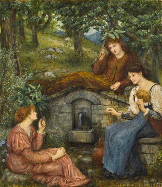By a Clear Well, within a Little Field - Marie Spartali Stillman