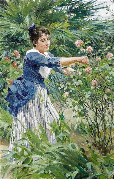 Pruning the roses - Raffaello Sorbi