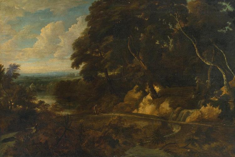 AN  EXTENSIVE  LANDSCAPE  WITH  FIGURES  ALONG  A  PATH - Roelant Roghman