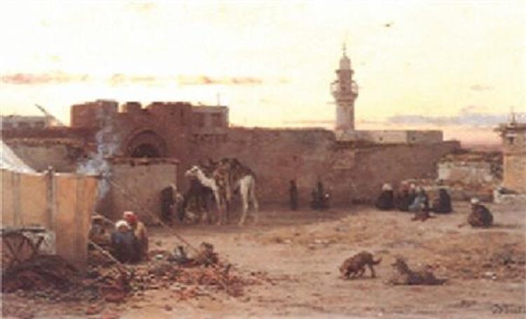 An encampment by the walls of a North African citadel - Willem de Famars Testas