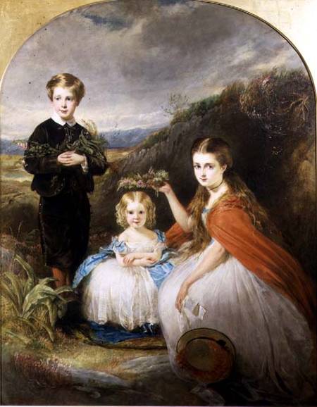 Portrait of the Middleton Children: Jessie Caroline (Colla) (b.1851) Alfred Harold (b.1857) and Alic - William Crawford