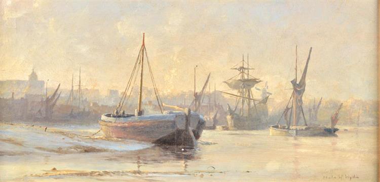 Boats at Rochester - Charles William Wyllie