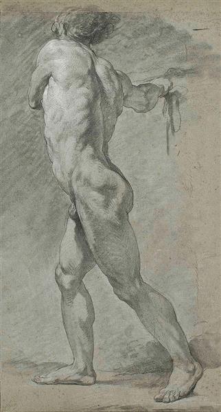 A standing male nude, seen in profile, turned to the right - Francois-Bernard Lepicie