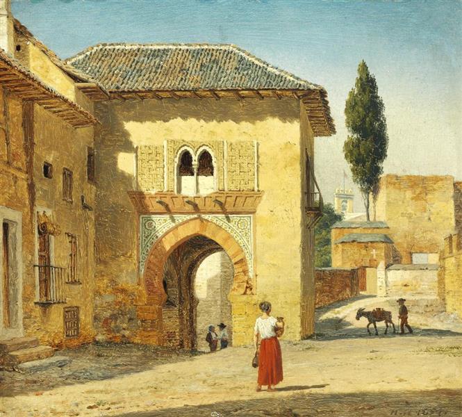 View of the eastside of the Gate of Wine in Alhambra - Heinrich Hansen