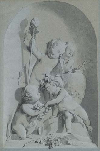 Four Putti Playing with Grapes - Hendrik Pothoven