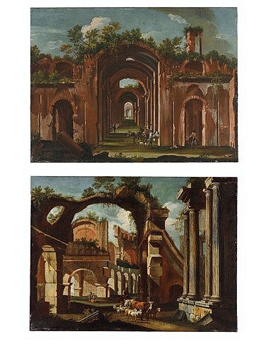 Two landscapes of ruins - Jakob de Heusch