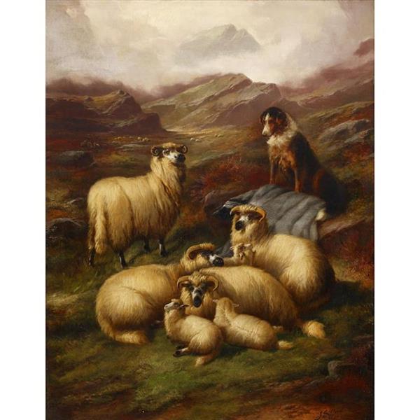 HIGHLAND SHEEP WITH DOG - John Gifford
