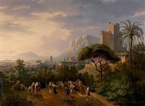 Danseurs de tarentelle près du promontoire de Circei - Lancelot-Theodore Turpin de Crisse