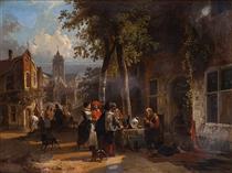 Merchants at the market - Louis Tielemans