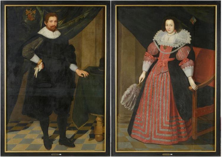 Portraits en pied d'un couple de nobles - Pieter van Mol