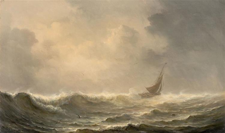 Sailing ship on stormy sea - Theodore Gudin