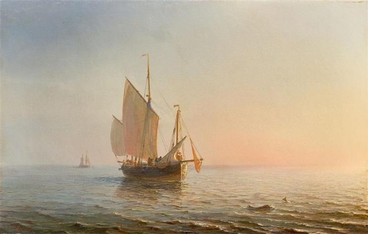 Fishing boat at sunrise - Theodore Gudin