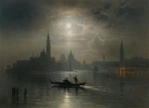 Venice, Full Moon over Santa Maria Salute - Karl Heilmayer