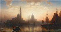 Venice, Gondolier in the Evening Light - Karl Heilmayer