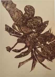 Vajda Lajos Forest Damon, 1940, Charcoal on Paper, 126x90cm - Vajda Lajos