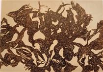 Vajda Lajos Web on Roots, 1940, Charcoal on Paper, 92x126cm - Lajos Vajda